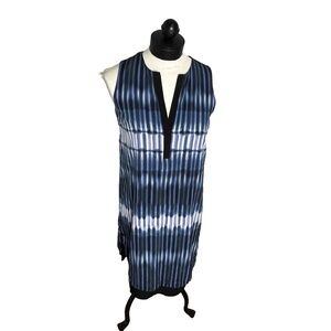 Vince Blue White Tie Dye Pullover Silk Mini‎ Dress Size Small